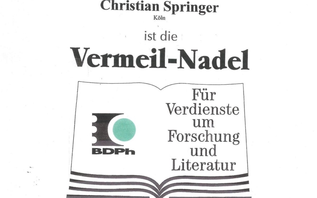 Christian Springer für sein Literaturschaffen vom BDPh ausgezeichnet!