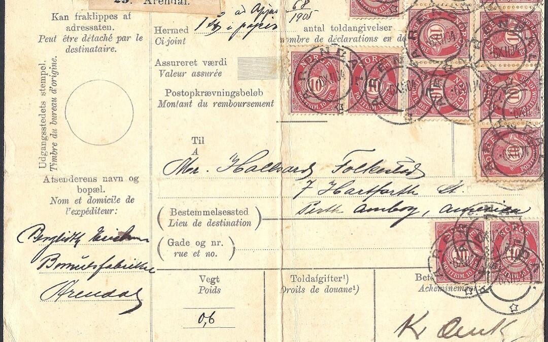 Norwegian parcel post rates 1875-2000 online