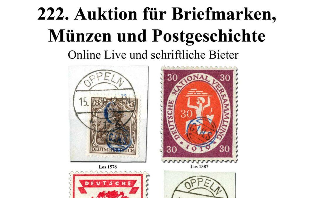 222. Pfankuch-Auktion in Braunschweig ab 2. April 2020